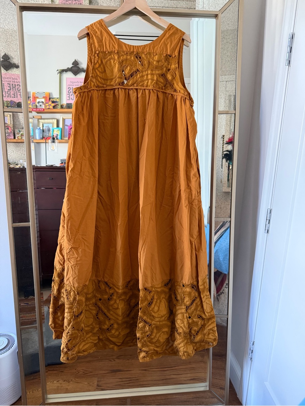 Banana Republic Mustard Embroidered Maxi dress